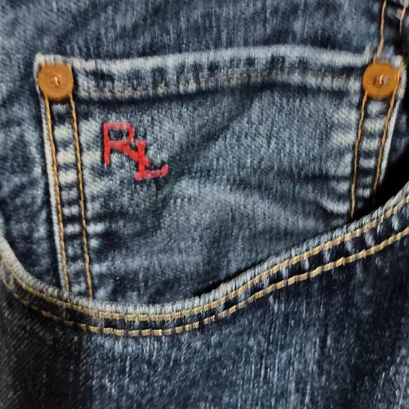 Polo Ralph Lauren 018 Slim Straight Blue Denim Jeans 40x32 Riverside Wash - Picture 5 of 16
